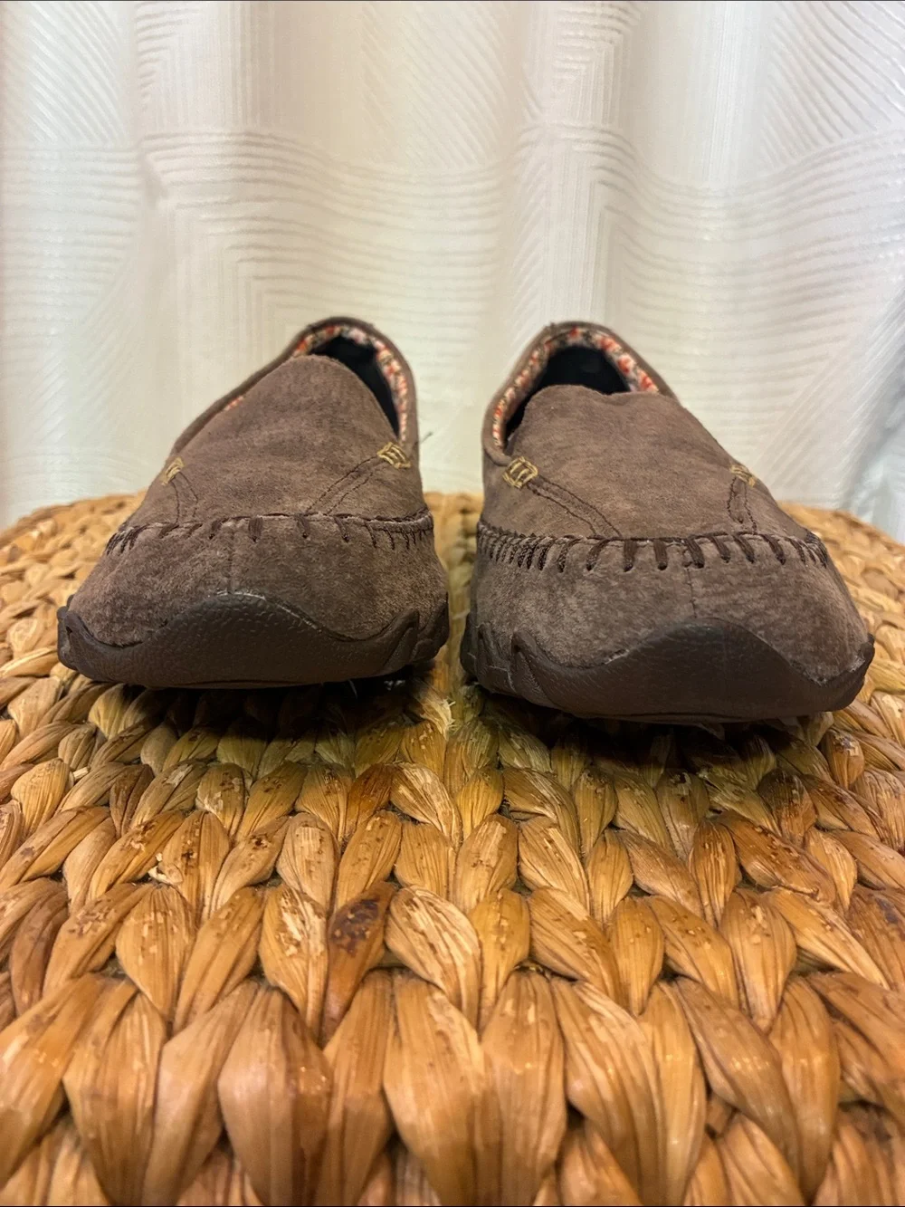 Skechers Brown Relaxed Fit Memory Foam Slip-Ons with Floral Lining